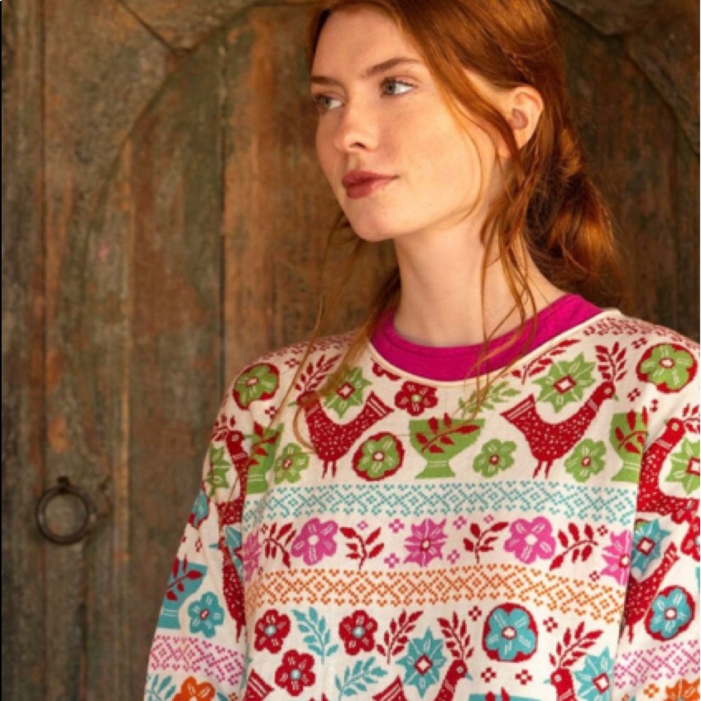 Gudrun Sjoden Cotton Pullover Folk Sweater